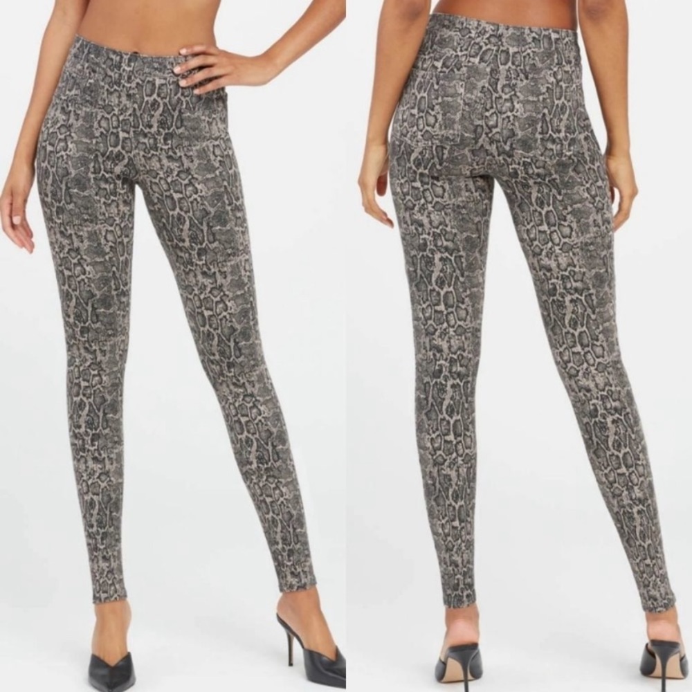 SPANX Snakeskin Print Denim Jean Type Leggings Sz S
